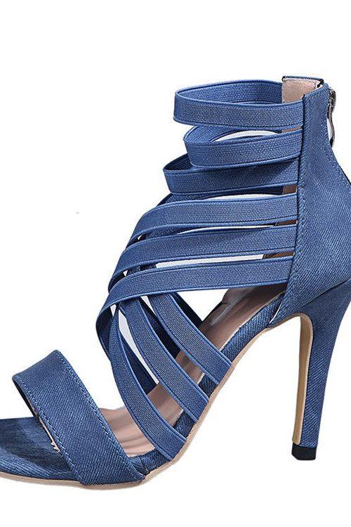 Elastic band stiletto sandals