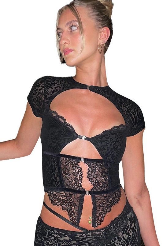 Hollow Strap Top Two Piece Suit