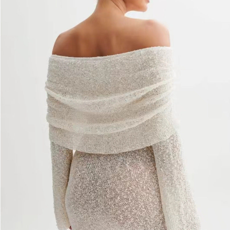Long-sleeved One-shoulder Short Dress