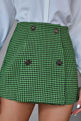 Classic houndstooth high waist A-line skirt