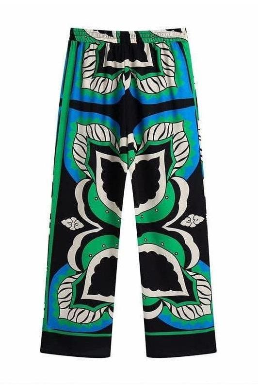 Bermuda print long loose pants