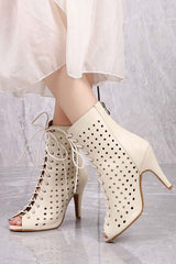 lace-up fish mouth boots