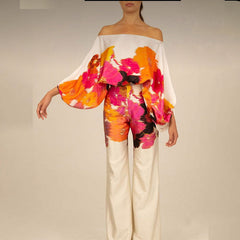 Loose Bat Sleeve Wide Leg Pants Casual Suit
