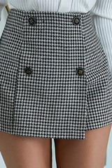 Classic houndstooth high waist A-line skirt