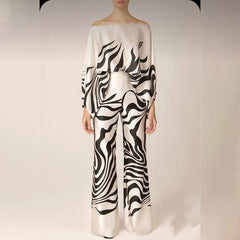 Loose Bat Sleeve Wide Leg Pants Casual Suit