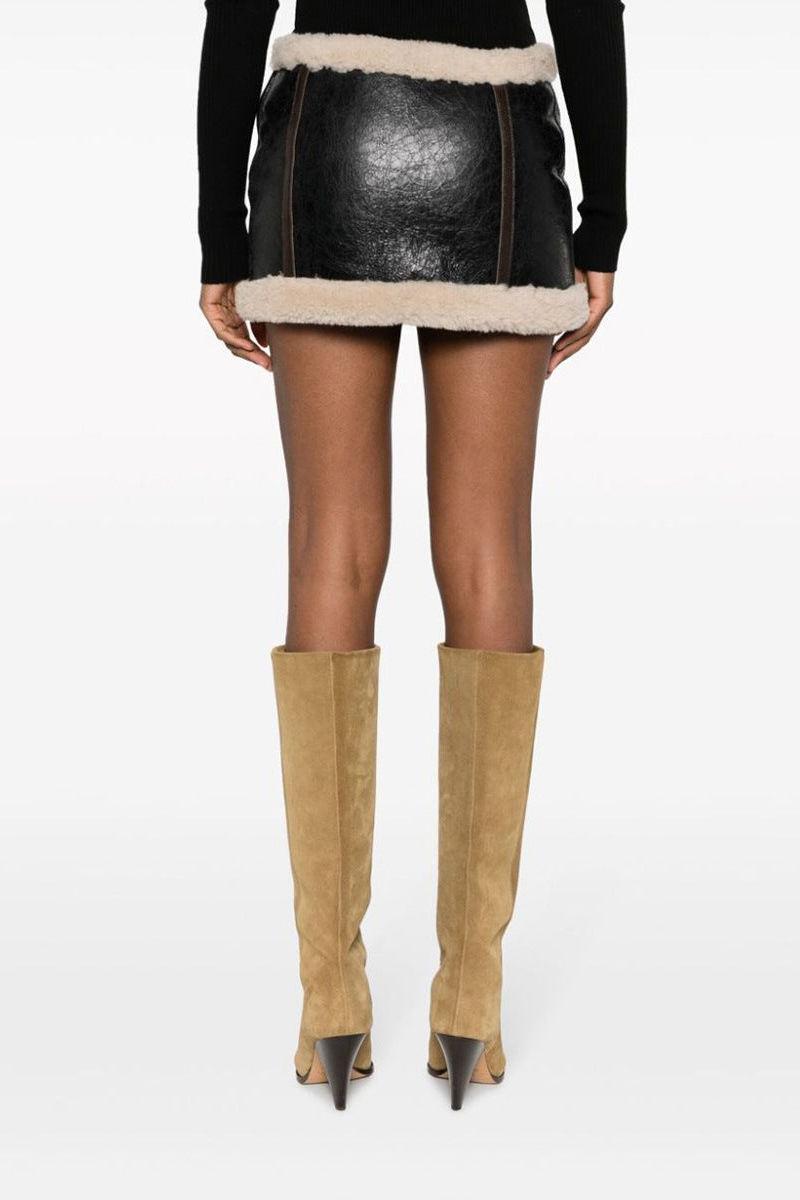 Lambswool buckle placket mini skirt