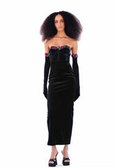 black velvet long dress