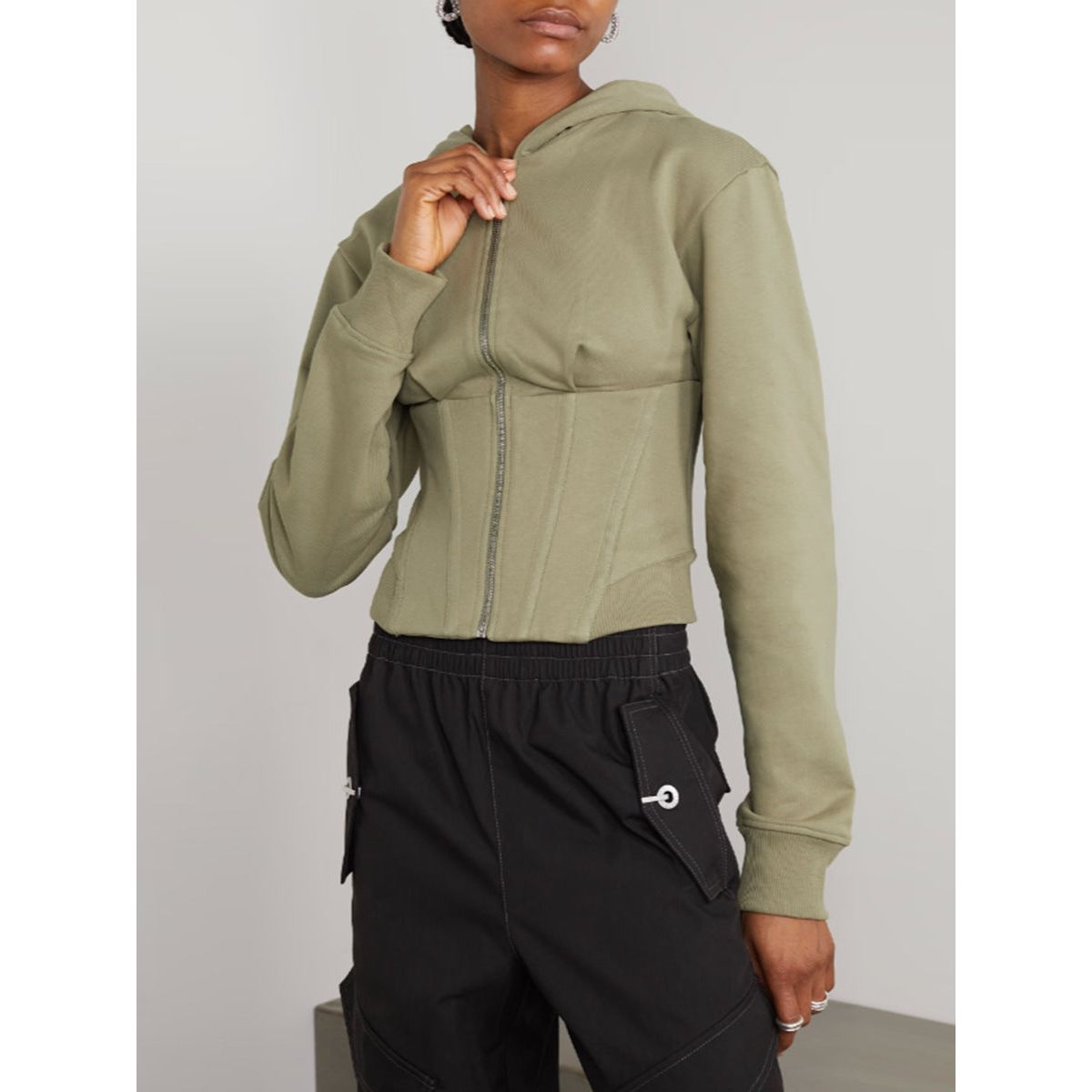 Slim Waist Hooded Short Sweater