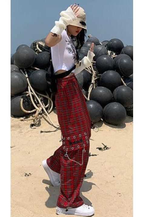 Hip hop Punk plaid pants