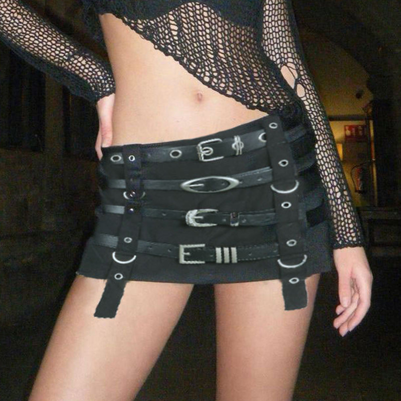 American Punk Style Belt Short Skirt