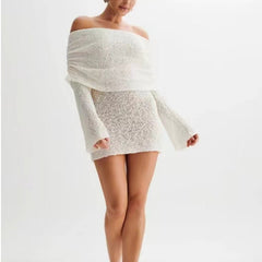 Long-sleeved One-shoulder Short Dress