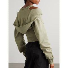 Slim Waist Hooded Short Sweater