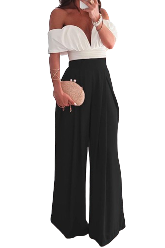 Backless top & wide-leg pants suit
