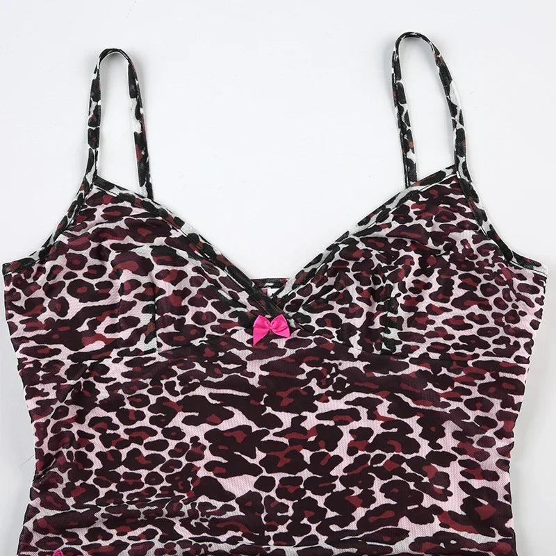 Vintage Leopard Camisole Lace Patchwork Top