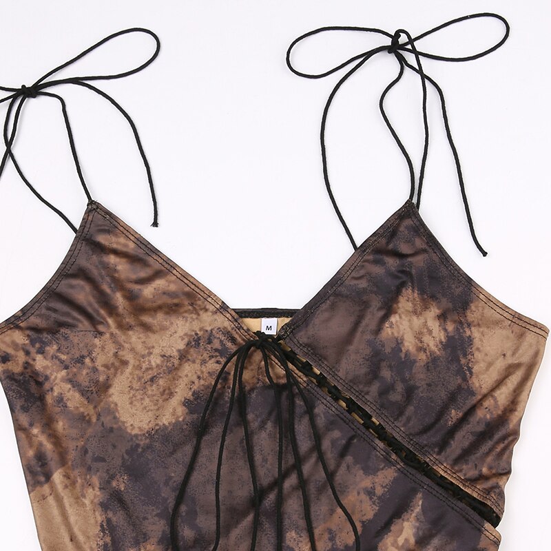 Tie Dye Sexy Lace Up Halter Top