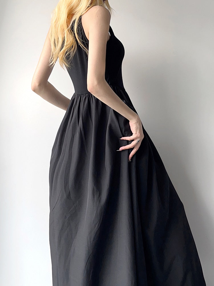 Gothic Spliced Loose Maxi Dress