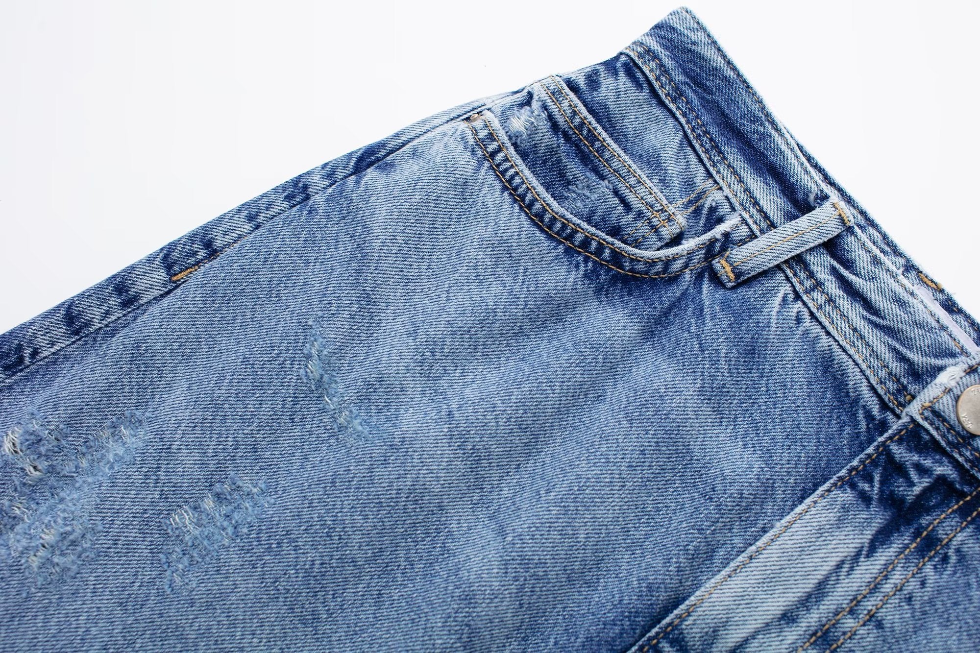 Scandanavian Style Knee Length Blue Denim Skirt