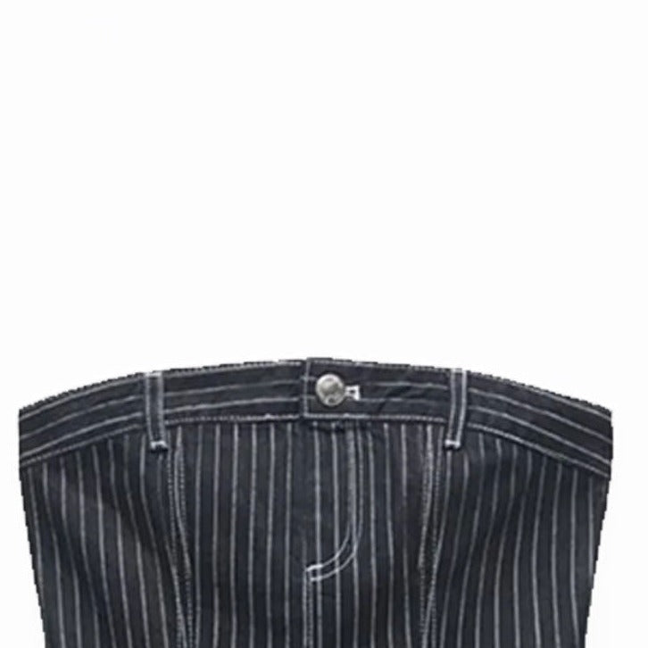 Sleeveless Pinstripe Jeans Denim Top