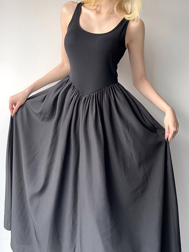 Gothic Spliced Loose Maxi Dress