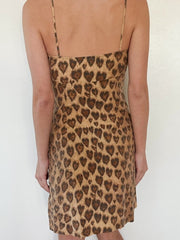 Round Neck Leopard Backless Sleeveless Dress