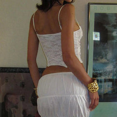 White Strap Tie Up Bandage Corset Top