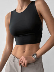 Black Backless Fitness Sporty Sleeveless Top