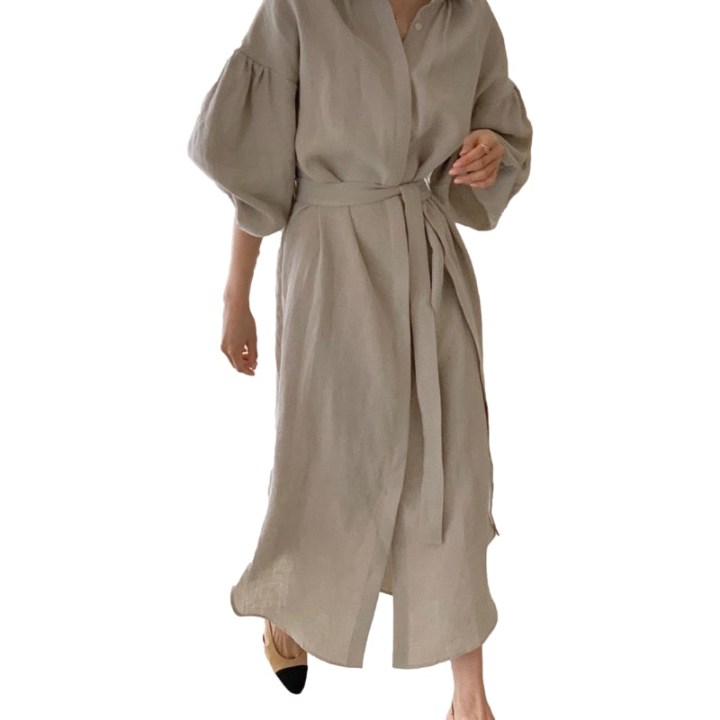 Dress Shirt Long Cotton Evening  Dresses White Female Vintage Maxi Party Oversize Beach Casual Elegant Prom