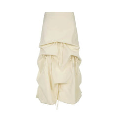 Asymmetrical Drawstring Bow Loose Long Skirt