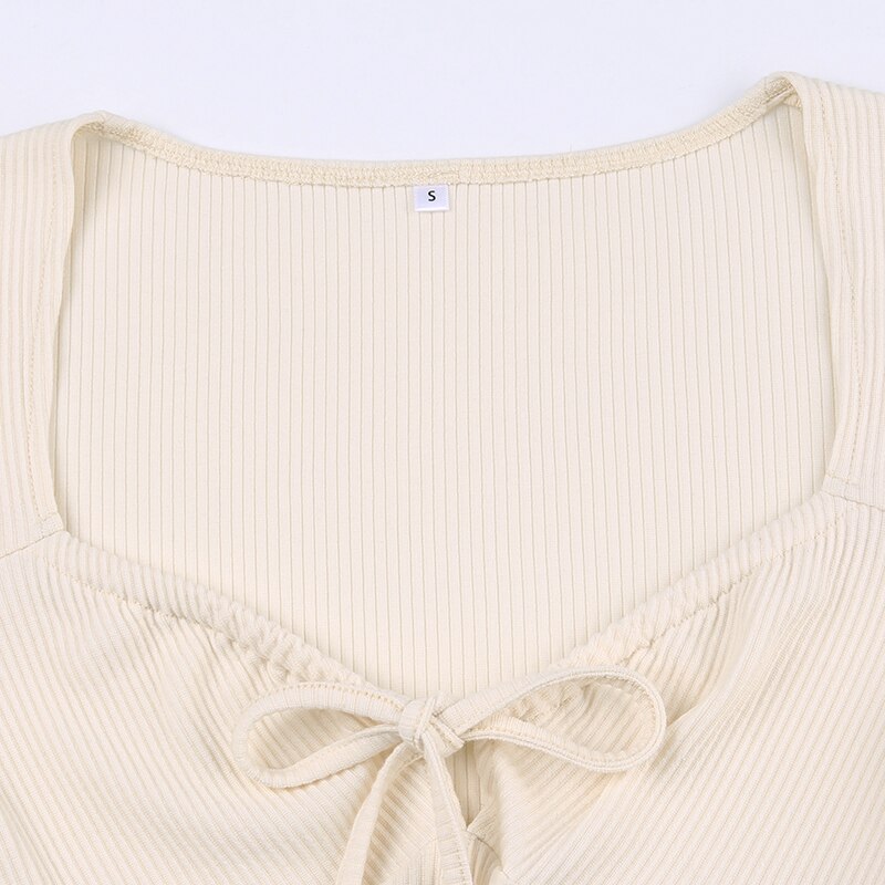 Slim Tie-Up Short Sleeve Knit Top