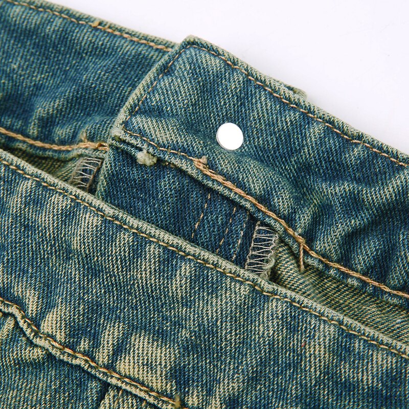 Vintage Halter Buttons Denim Top