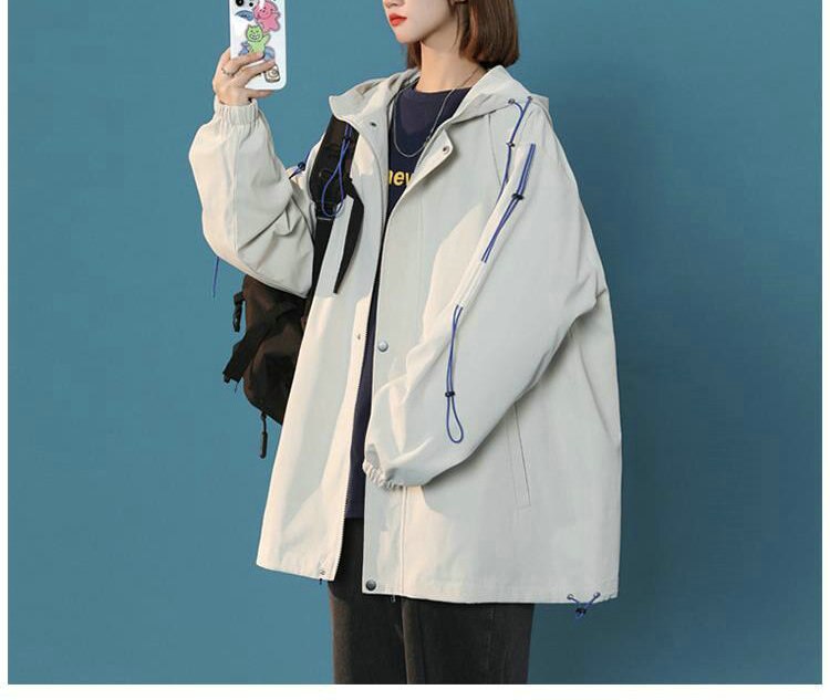 VibeMartini Hooded Jackets Spring Causal Windbreaker  Jackets Coats Zipper Ribbons Sportswear Jackets Bomber Famale