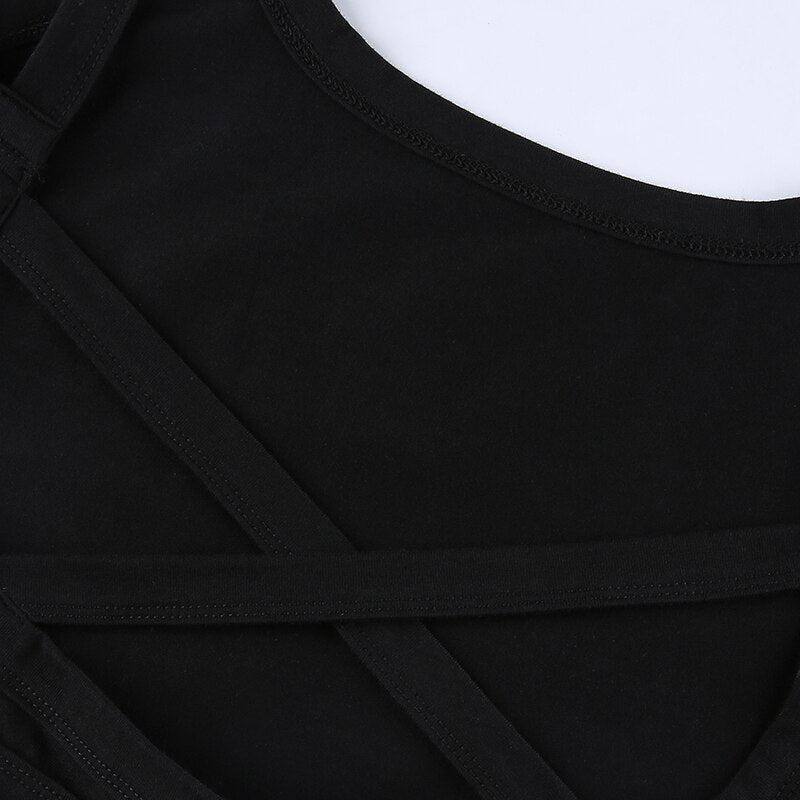 Black Backless Slim Bandage Mini Tank