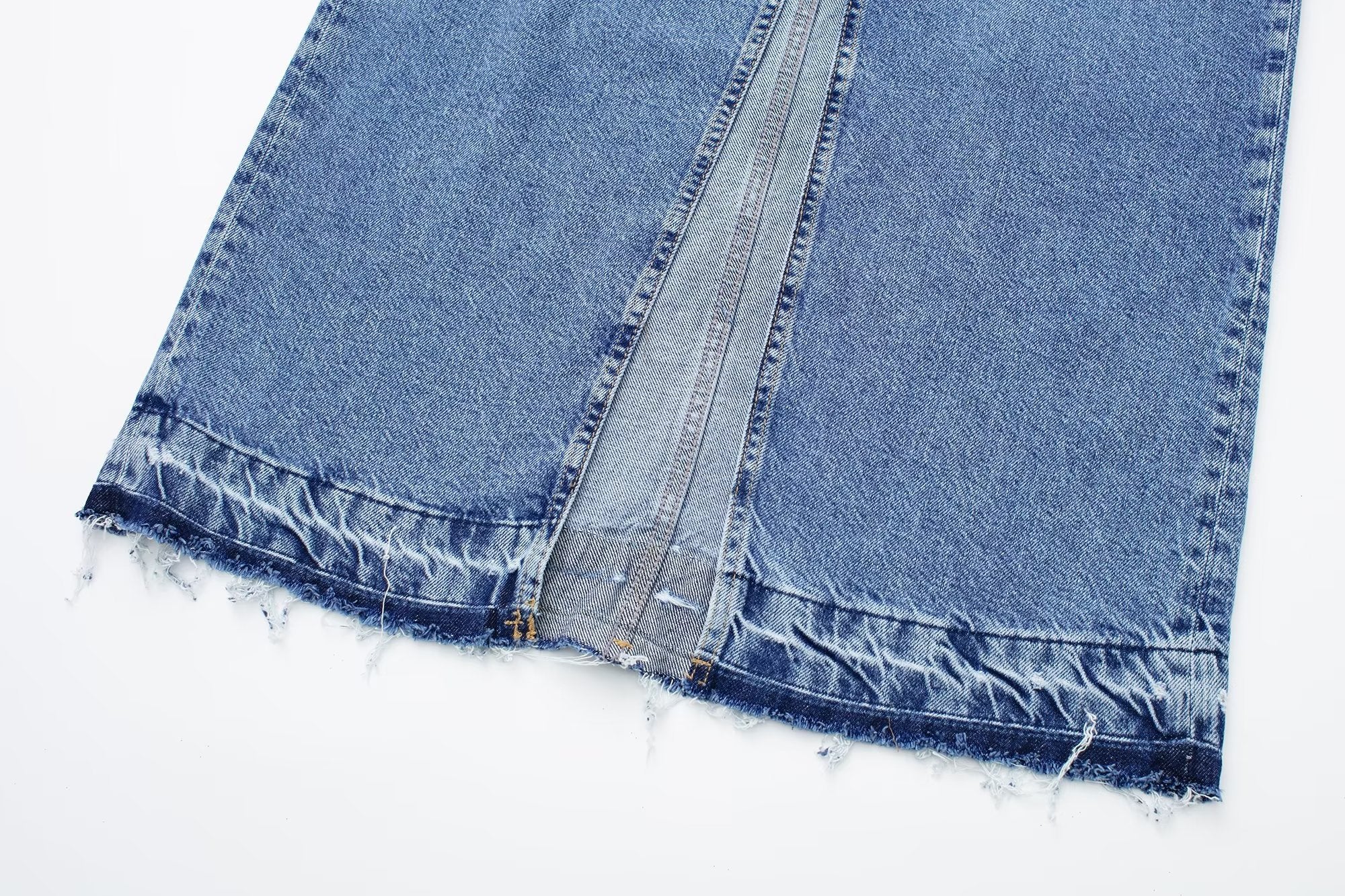 Scandanavian Style Knee Length Blue Denim Skirt