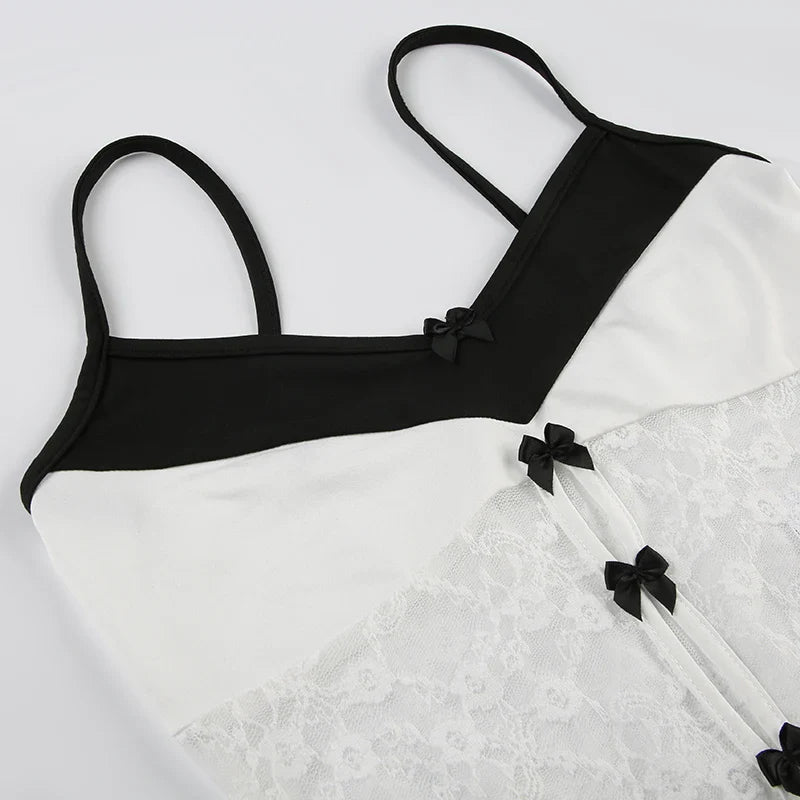 White Lace Patchwork Bow Sexy Bodysuit