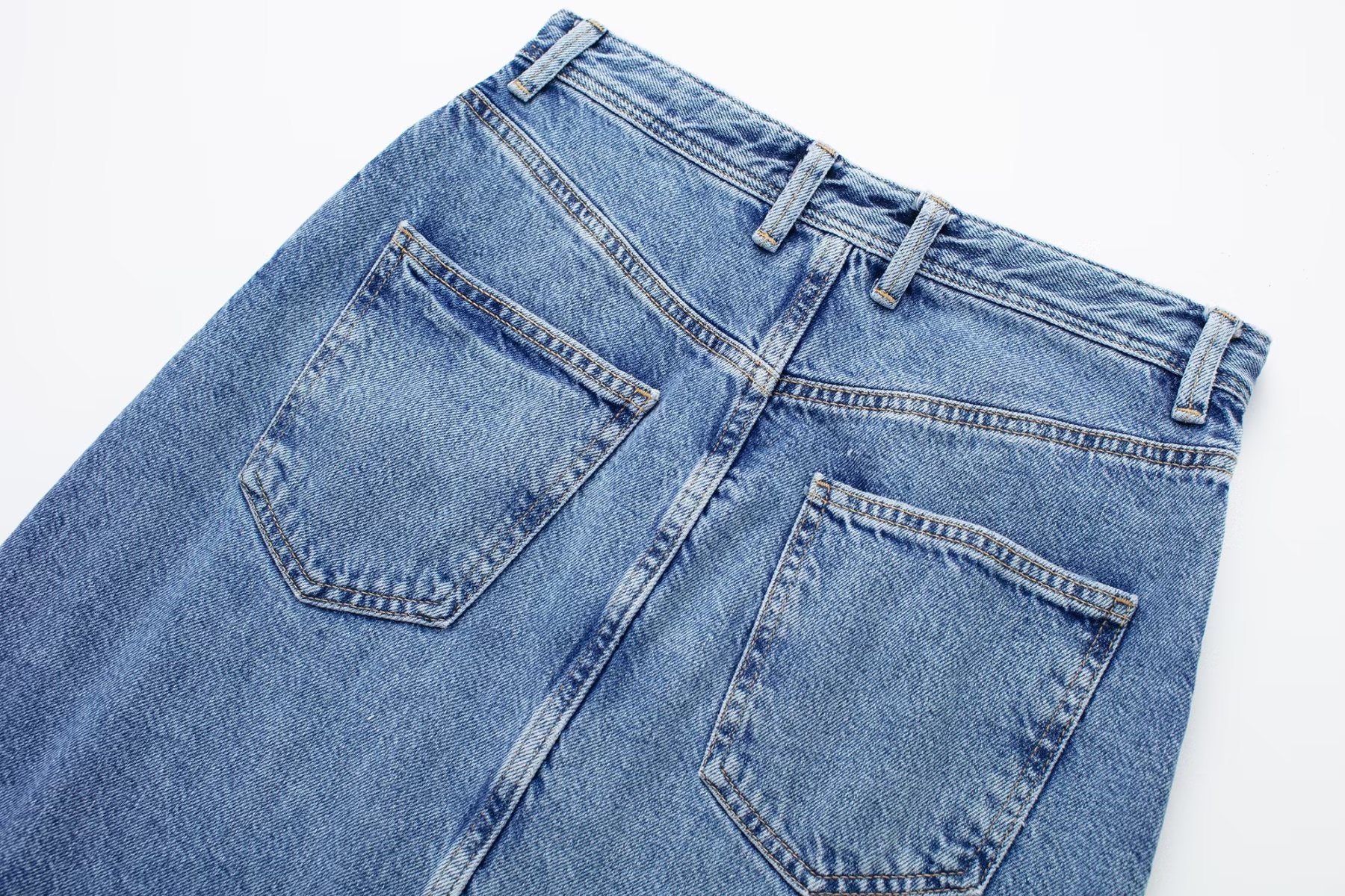 Scandanavian Style Knee Length Blue Denim Skirt