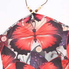 Vintage  Butterfly Printed Halter Backless Top