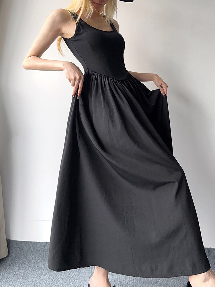 Gothic Spliced Loose Maxi Dress