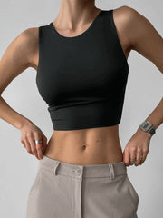 Black Backless Fitness Sporty Sleeveless Top