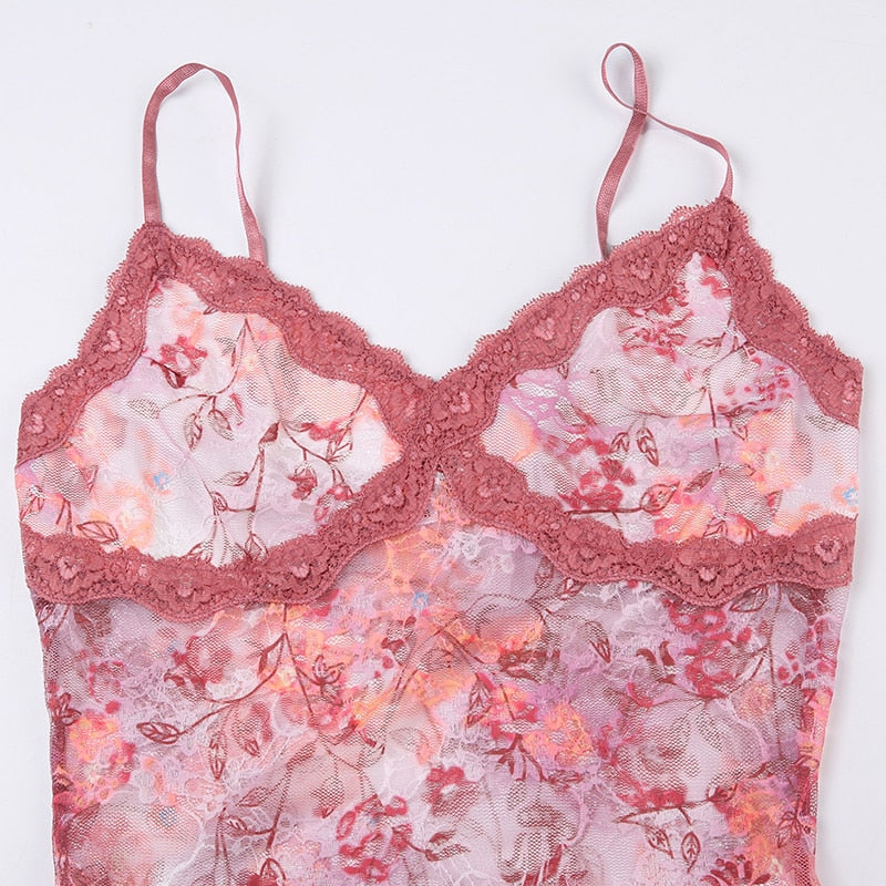 Vintage Floral Lace Patchwork Halter Top