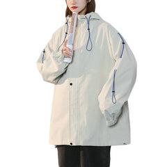 VibeMartini Hooded Jackets Spring Causal Windbreaker  Jackets Coats Zipper Ribbons Sportswear Jackets Bomber Famale