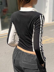 Digital Print Skinny Zip Up Sport Top