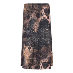 vintage Graphic Flowers Printing Midi Skirt