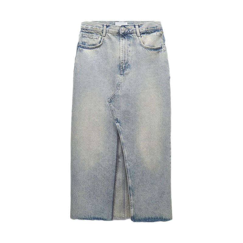 Scandinavian Style Knee Length Denim Skirt