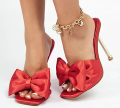 Silk Butterfly-knot Square toe Pump Shoes