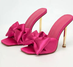 Silk Butterfly-knot Square toe Pump Shoes