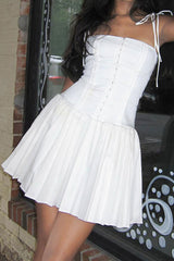 Tie-straps Corset Pleated Cami Dress