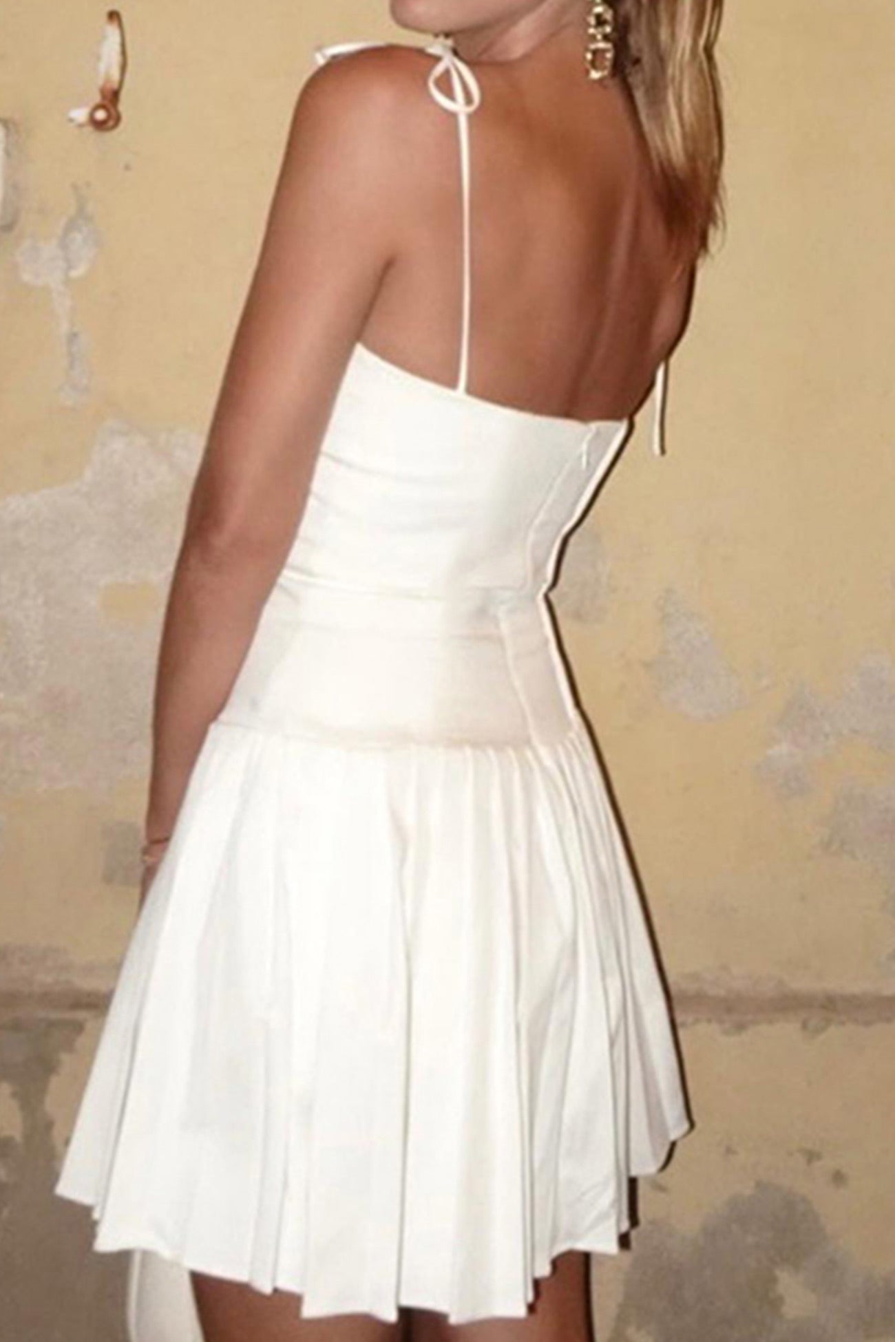 Tie-straps Corset Pleated Cami Dress