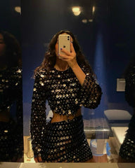 fashion new sequined irregular Sequin Cutout dress