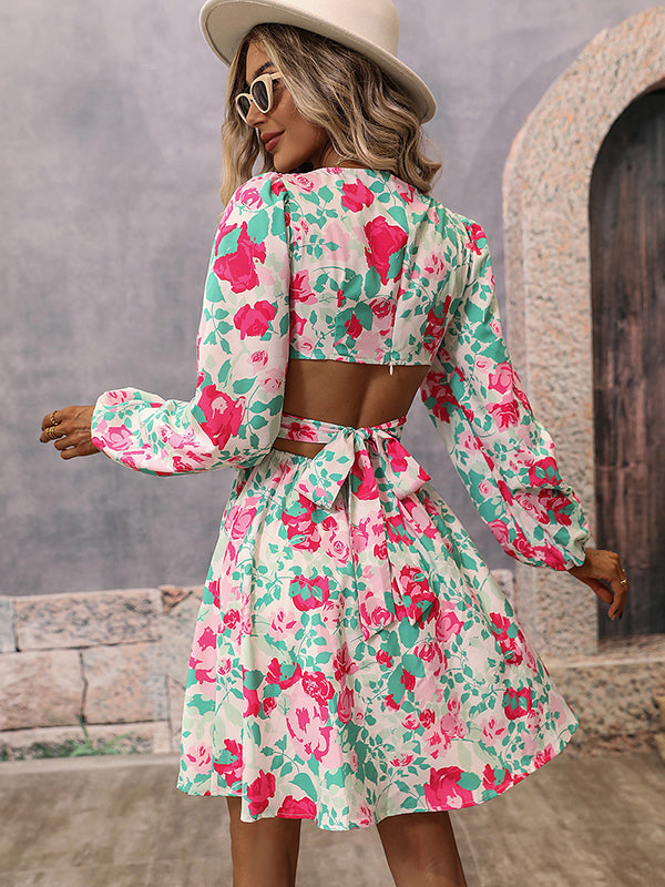 Vacation A-Line Backless V-Neck Dress