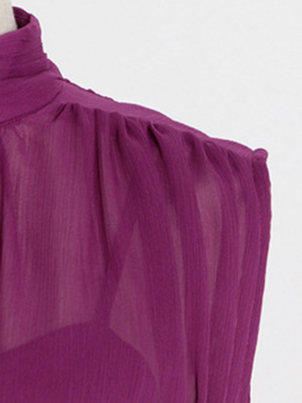 Urban Solid Color High Waisted Falbala Maxi Dress